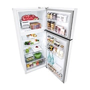 LG Top Freezer 375L, Linear Cooling, Smart Inverter , top perspective open view with food stored, GNB-562GVWP, thumbnail 11