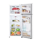 LG Top Freezer 375L, Linear Cooling, Smart Inverter , front open view with food stored, GNB-562GVWP, thumbnail 2