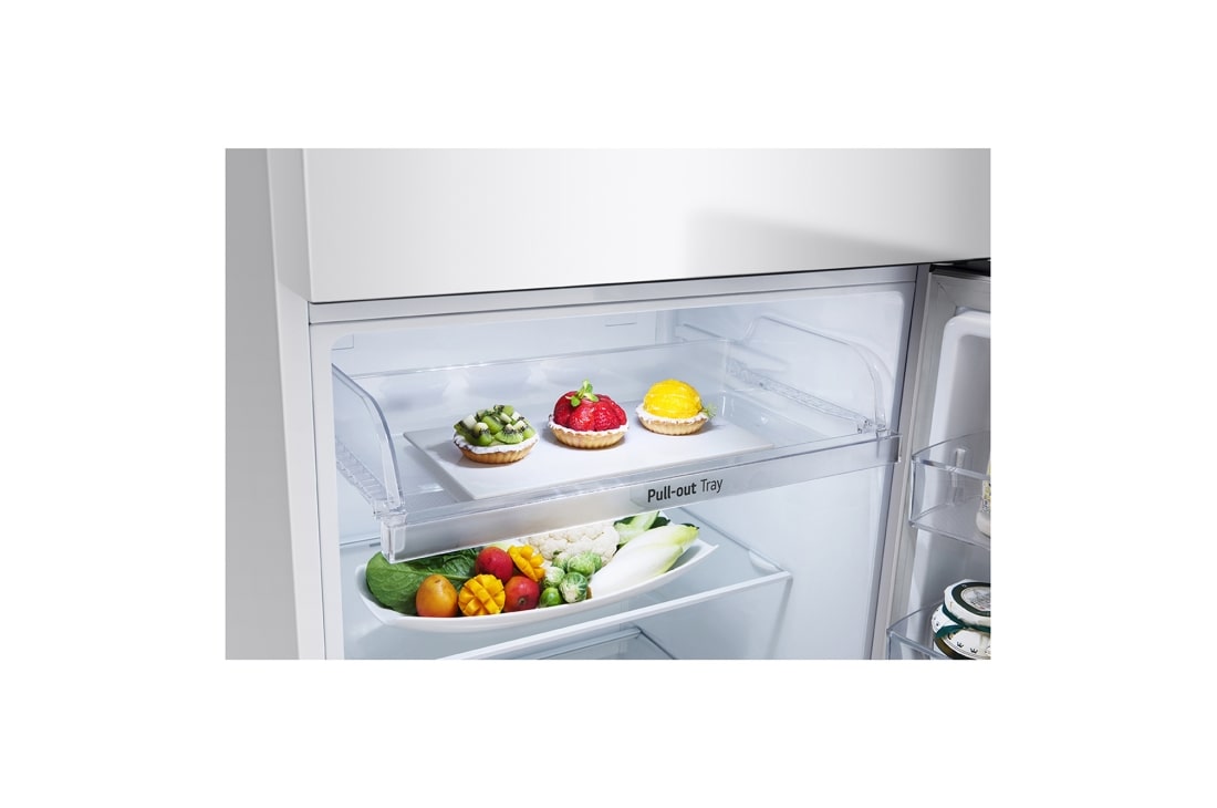 LG Top Freezer 375L, Linear Cooling, Smart Inverter , detail view of pull-out tray, GNB-562GVWP, thumbnail 8