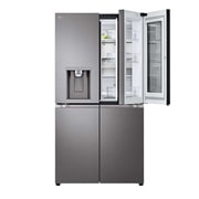 LG InstaView Door-in-Door™, Four Door Refrigerator, 900L Gross Capacity with HygieneFRESH+™, Front DID open (foods full), GCX-334DFBB, thumbnail 2