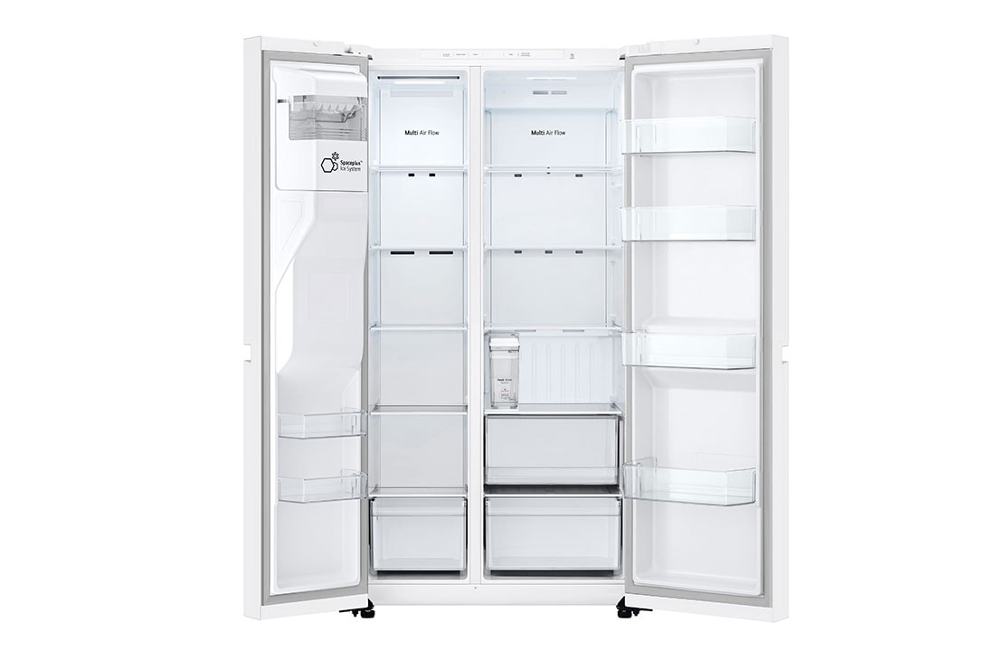 LG  Side by Side 625L Refrigerator, Smart Diagnosis™, LINEARCooling™, Essense White​, front all open door, GCL-287DVWN, thumbnail 3
