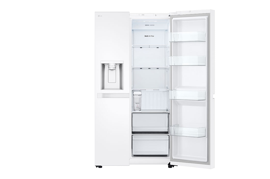 LG  Side by Side 625L Refrigerator, Smart Diagnosis™, LINEARCooling™, Essense White​, front left open door, GCL-287DVWN, thumbnail 5