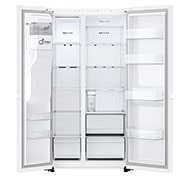 LG  Side by Side 625L Refrigerator, Smart Diagnosis™, LINEARCooling™, Essense White​, front all open door, GCL-287DVWN, thumbnail 3