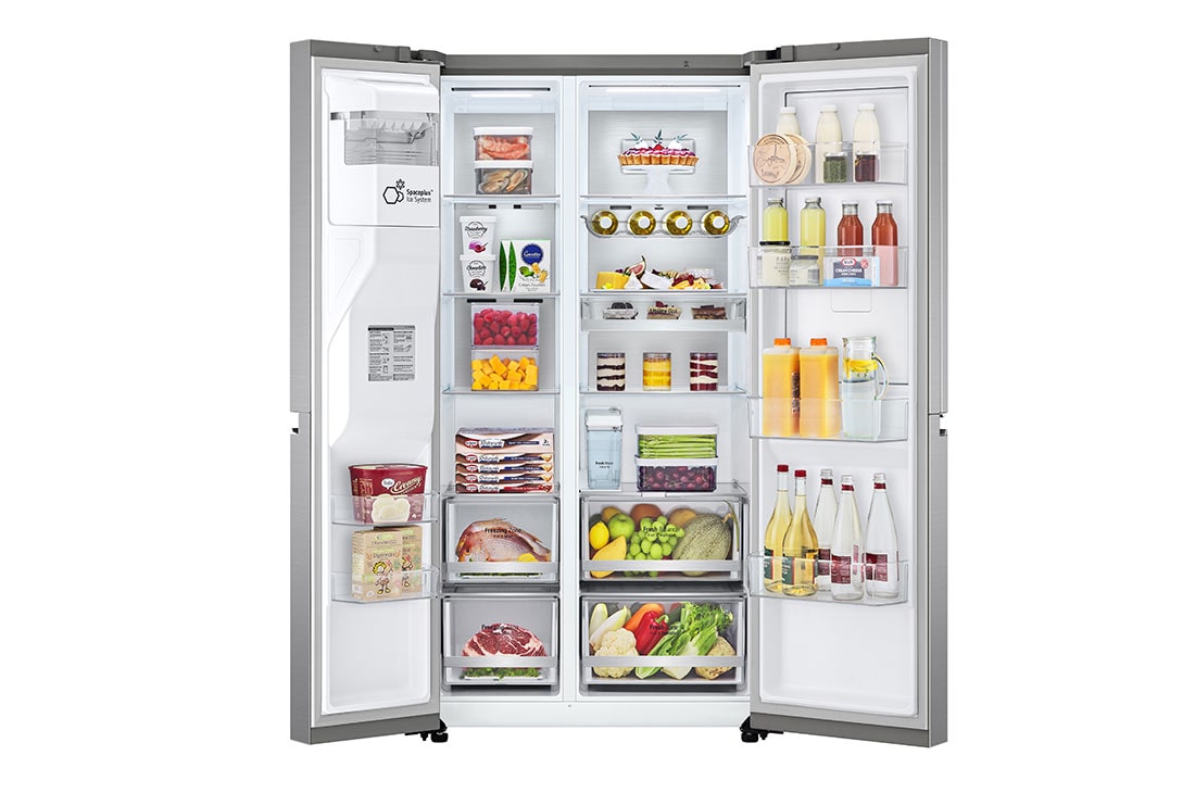 LG  Side by Side 611L Refrigerator, UVnano™, LINEARCooling™, ThinQ™. Platinum Silver, LG  Side by Side 611L Refrigerator, UVnano™, LINEARCooling™, ThinQ™. Platinum Silver, GCJ-287TVL, thumbnail 2