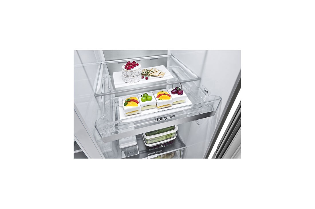 LG  Side by Side 611L Refrigerator, UVnano™, LINEARCooling™, ThinQ™. Platinum Silver, LG  Side by Side 611L Refrigerator, UVnano™, LINEARCooling™, ThinQ™. Platinum Silver, GCJ-287TVL, thumbnail 8