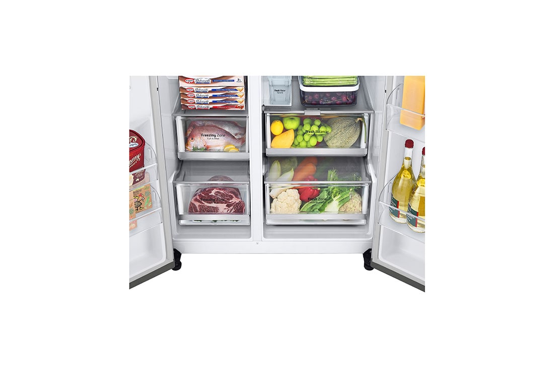LG  Side by Side 611L Refrigerator, UVnano™, LINEARCooling™, ThinQ™. Platinum Silver, LG  Side by Side 611L Refrigerator, UVnano™, LINEARCooling™, ThinQ™. Platinum Silver, GCJ-287TVL, thumbnail 9