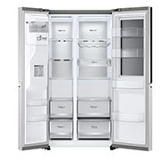 LG Side By Side  Refrigerator, 598L Capacity with HygieneFRESH+™Silver Color, front all open door, GCX-287TVSI, thumbnail 4