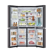 LG 4 Doors Refrigerator, 705L Gross Capacity with HygieneFRESH+™Black Stainless, with food, GCX-274DFBC, thumbnail 4