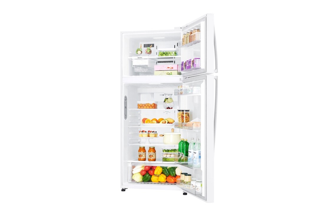 LG Top Freezer Refregirator , 506L White Color,Door Cooling+™, Smart Inverter, Front open with food, GNM-732HWI, thumbnail 9
