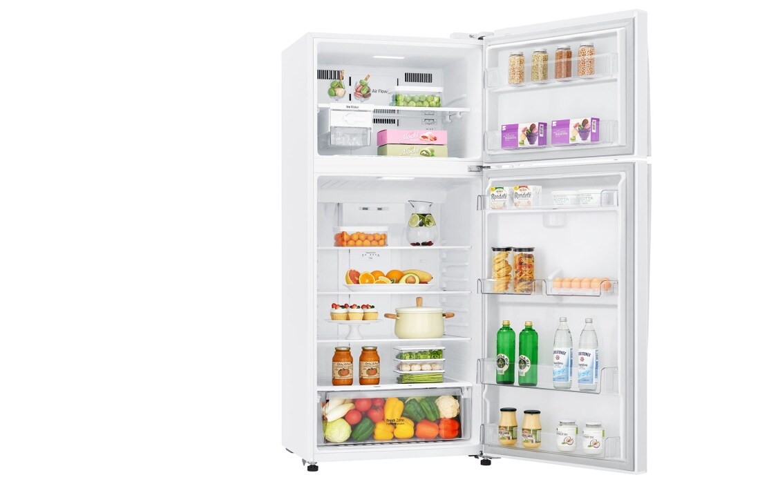 LG Top Freezer Refregirator , 506L White Color,Door Cooling+™, Smart Inverter, right open with food, GNM-732HWI, thumbnail 11