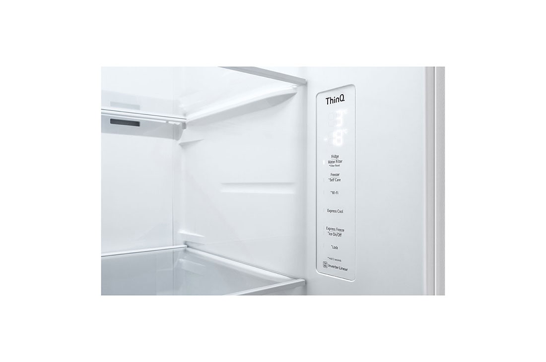 LG  Side by Side 611LNet Capacity Refrigerator, UVnano™, LINEARCooling™, ThinQ™. White Color , LG Door-in-Door™ ThinQ™ Side by Side 611L Refrigerator, UVnano™, LINEARCooling™, ThinQ™ in White color, GCJ-287GVW, thumbnail 6