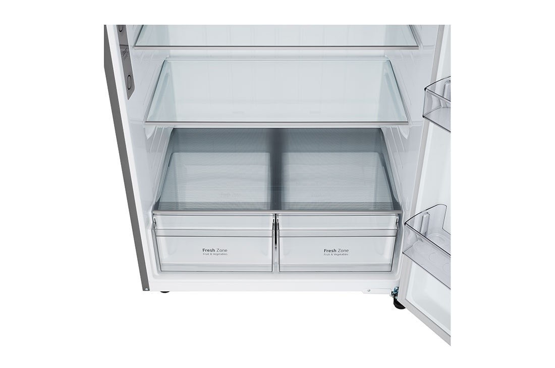 LG Top Mount Freezer 656LGross Capacity Refrigerator,  LINEARCooling™, ThinQ™. Platinum Silver, bottom box view, GRF-862BVLB, thumbnail 5