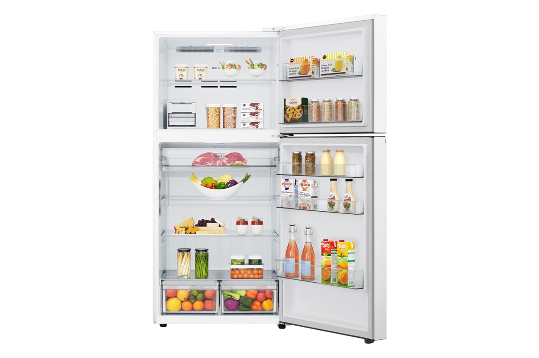 LG Top Mount Freezer 656LGross Capacity Refrigerator,  LINEARCooling™, ThinQ™.Essence White  , Front  open view, GRF-862BVWB, thumbnail 2