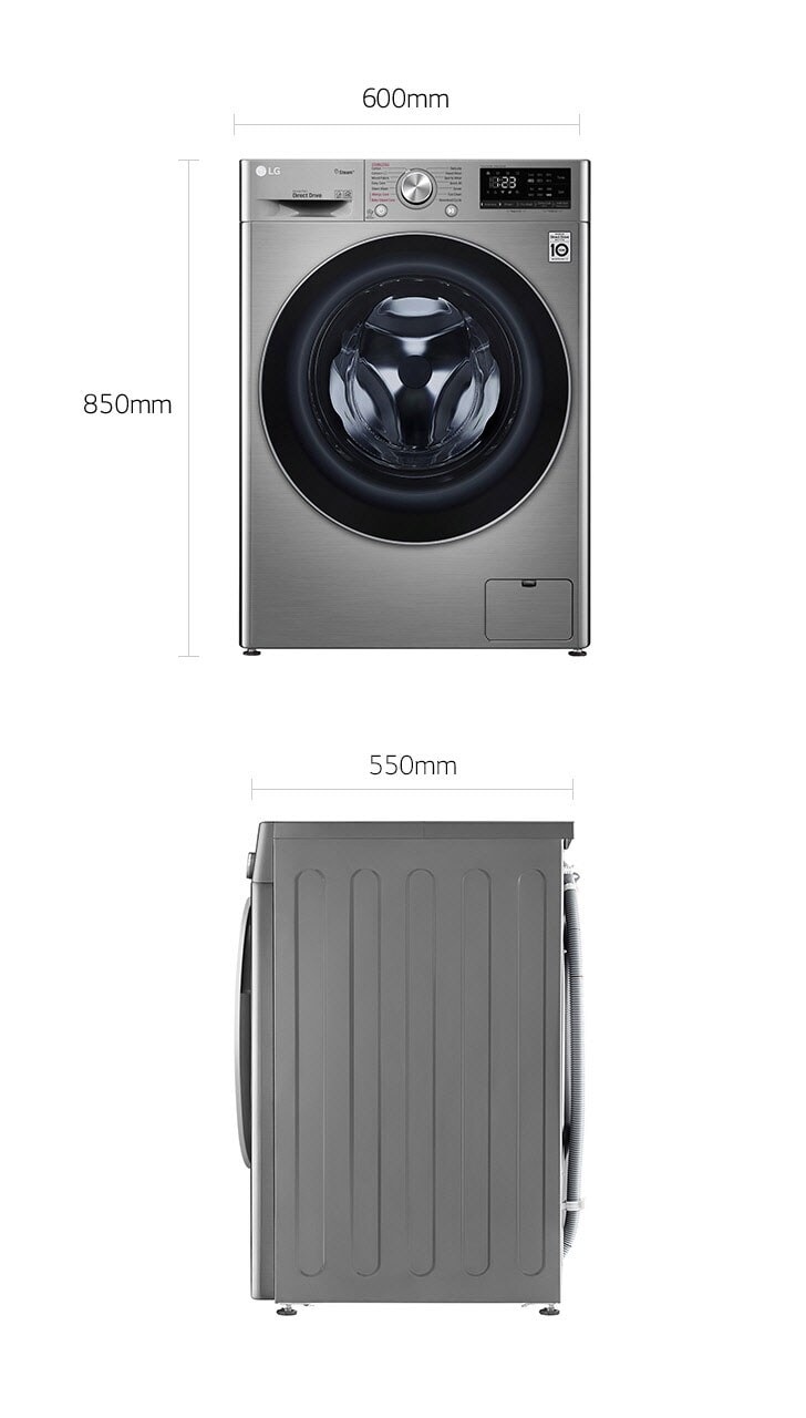 Lg front load washer height discount
