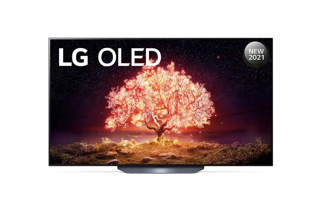 LG OLED TV 65 Inch B1 Series Cinema Screen Design 4K Cinema HDR webOS Smart with ThinQ AI Pixel Dimming, front view, OLED65B1PVA