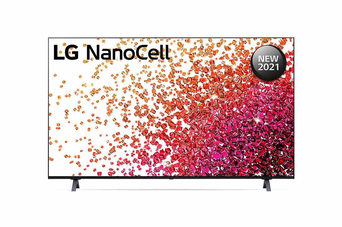 LG NanoCell TV 55 inch NANO75 Series, 4K Active HDR, WebOS Smart ThinQ AI, A front view of the LG NanoCell TV, 55NANO75VPA