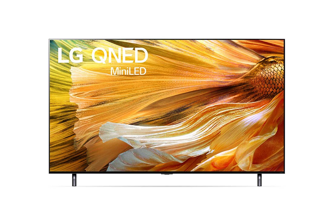 LG 65QNED90VPA α7 Gen 4 Intelligent Processor 4K, A front view of the LG QNED TV, 65QNED90VPA
