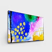 LG OLED evo TV 65 Inch G2 Series, Gallery Design, flush-fit wall mount ,4K Cinema HDR webOS Smart ThinQ AI Pixel Dimming, Slightly-angled side view, OLED65G26LA, thumbnail 4