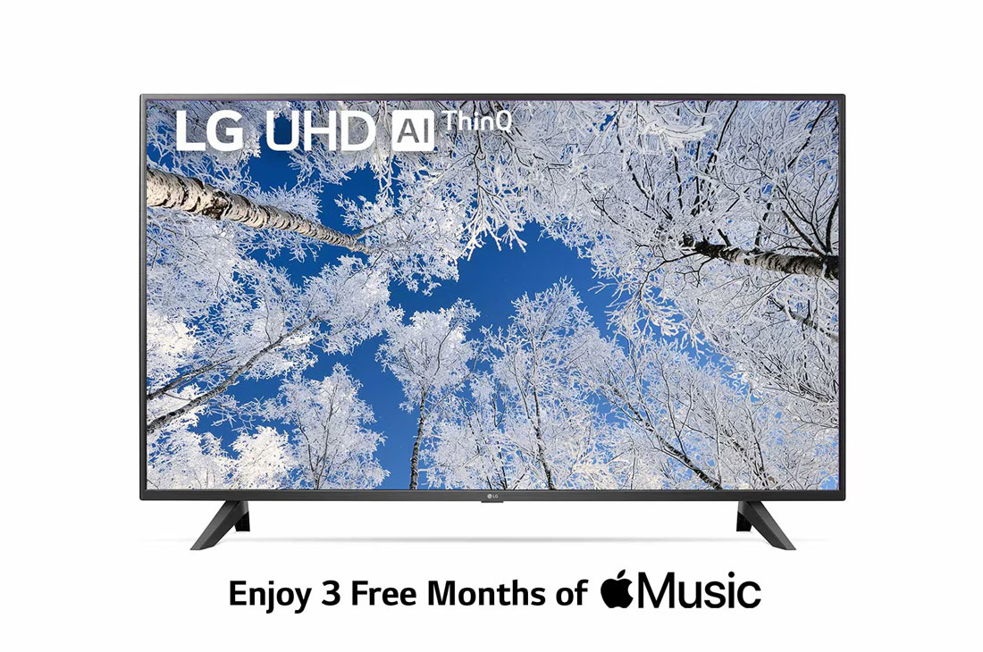 LG UHD 4K TV 55 Inch UQ7000 Series, 4K Active HDR webOS Smart ThinQ AI, A front view of the LG UHD TV with infill image and product logo on, 55UQ70006LB