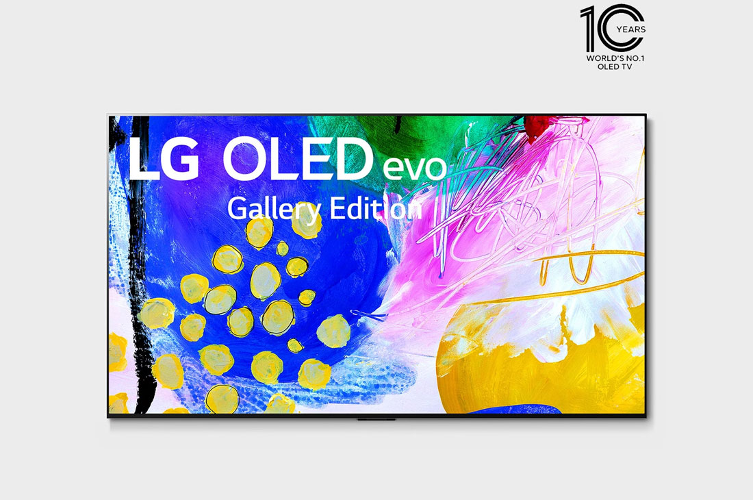 تلفزيون OLED G2 evo بحجم 77 بوصة من LG، تصميم سينمائي بدقة 4K والمزود بتقنية Cinema HDR ونظام تشغيل webOS بالإضافة الى تقنية ThinQ AI للتلفزيون الذكي وتقنية تعتيم البكسل وتصميم حواف رفيعة لتناسب الجدار.