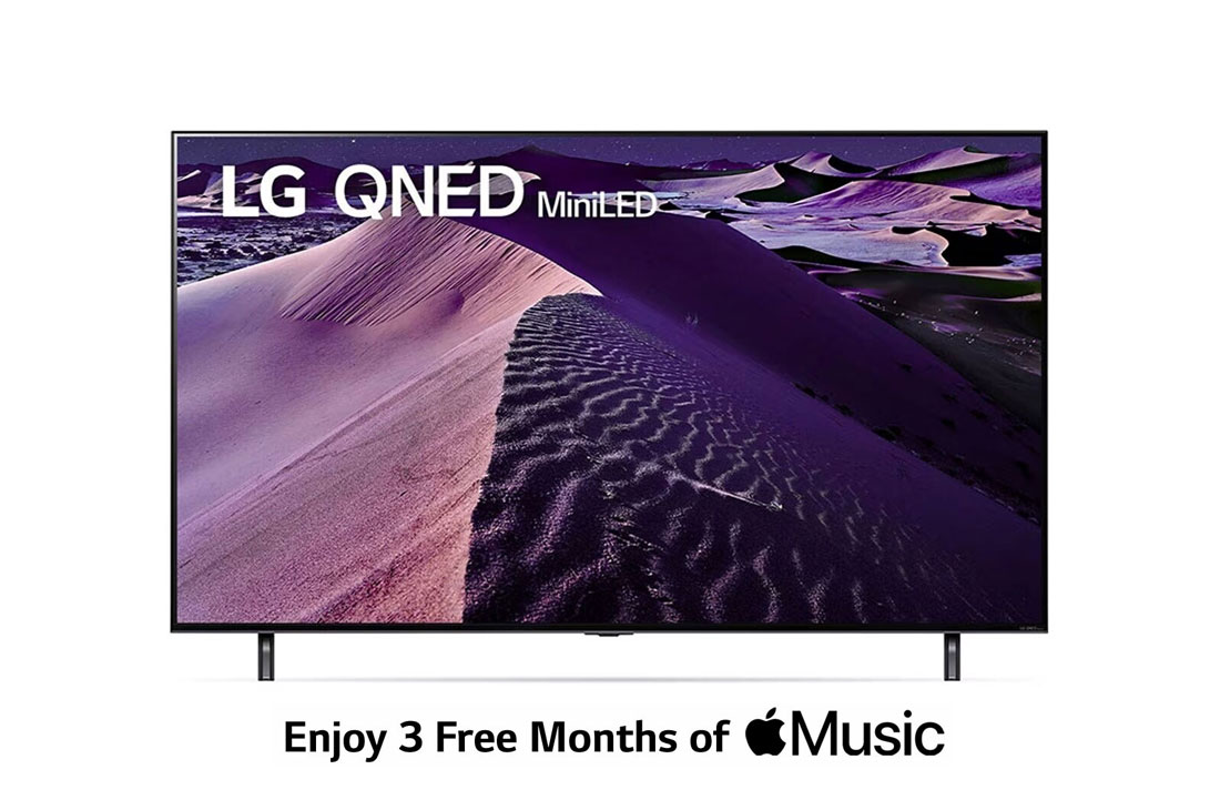 LG QNED MiniLED real 4K Quantum Dot NanoCellcolor technology MiniLED for improved contrast ratio TV 65 inch QNED85 series , Cinema Screen Design, front view with infill image, 65QNED856QA