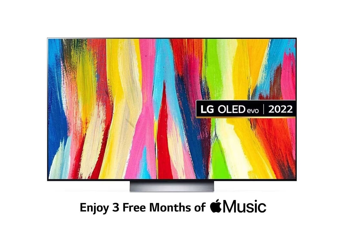 LG OLED TV 77 Inch C2 Series, Cinema Screen Design 4K Cinema HDR webOS Smart ThinQ AI Pixel Dimming, Front view , OLED77C26LA