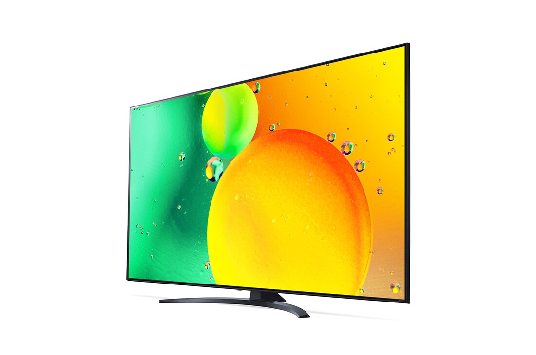 LG NanoCell TV 75 Inch NANO79 Series, Cinema Screen Design 4K Active HDR webOS Smart ThinQ AI, 30 degree side view with infill image, 75NANO796QA, thumbnail 3