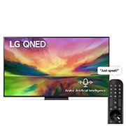 LG,  Colour Technology QNED TV, 65 inch QNED81R series, WebOS Smart AI ThinQ, Magic Remote, 3 side cinema, HDR10, HLG, AI Picture Pro, AI Sound Pro (5.1.2ch), 1 pole stand, 2023 New, A front view of the LG QNED TV with infill image and product logo on, 65QNED816RA, thumbnail 1