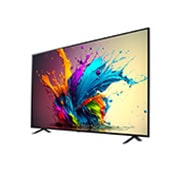 LG 75 Inch LG QNED AI MiniLED QNED90 4K Smart TV AI Magic remote HDR10 webOS24 2024, Slightly-angled left-facing side view of LG QNED TV, QNED, 75QNED90T6A, thumbnail 3