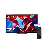 LG 65 Inch LG OLED evo AI C4 4K Smart TV AI Magic remote Dolby Vision webOS24 2024, Front view with LG OLED evo AI TV, OLED C4, 11 Years of world number 1 OLED Emblem logo and webOS Re:New Program logo on screen, OLED65C46LA, thumbnail 1