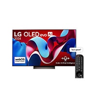 LG 55 Inch LG OLED evo AI C4 4K Smart TV AI Magic remote Dolby Vision webOS24 2024, Front view with LG OLED evo AI TV, OLED C4, 11 Years of world number 1 OLED Emblem logo and webOS Re:New Program logo on screen, OLED55C46LA, thumbnail 1