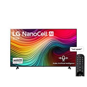 LG 55 Inch LG NanoCell AI NANO80 4K Smart TV AI Magic remote HDR10 webOS24 - 55NANO80T6A (2024), Front view of LG NanoCell TV, NANO80 with text of LG NanoCell, 2024, and webOS Re:New Program logo on screen, 55NANO80T6A, thumbnail 1