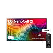 LG 86 Inch LG NanoCell AI NANO80 4K Smart TV AI Magic remote HDR10 webOS24 - 86NANO80T6A (2024), Front view of LG NanoCell TV, NANO80 with text of LG NanoCell, 2024, and webOS Re:New Program logo on screen, 86NANO80T6A, thumbnail 1