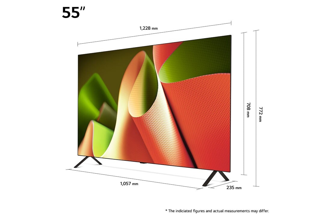 LG 55 Inch LG OLED AI B4 4K Smart TV AI Magic remote Dolby Vision webOS24 - OLED55B46LA (2024), Left-facing side view of LG OLED TV, OLED B4, OLED55B46LA, thumbnail 3