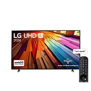 LG 86 Inch LG UHD AI UT80 4K Smart TV AI Magic remote HDR10 webOS24 - 86UT80006LA (2024), Front view of LG UHD TV, UT80 with text of LG UHD AI ThinQ, 2024, and webOS, 86UT80006LA, thumbnail 1