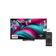LG 65 inch LG OLED evo AI C5 4K 144Hz Smart TV AI Magic remote webOS25 2025 , Front view of LG OLED evo AI C5 4K Smart TV. 12 Years of world number 1 OLED emblem and LG OLED evo AI 2025 logo are on the screen., OLED65C56LA, thumbnail 1