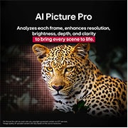 LG 55 inch LG OLED evo AI C5 4K 144Hz Smart TV AI Magic remote webOS25 2025 , Leopard in the forest in vivid color and detail. The leopard has a grid and a light glowing behind it, indicating how LG AI Picture Pro made impressive visual enhancements to the scene's resolution, b, OLED55C56LA, thumbnail 9