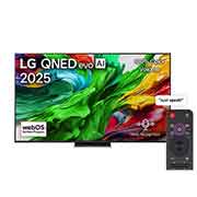 LG 75 inch LG QNED evo AI QNED86 MiniLED 4K 120Hz Smart TV AI Magic remote webOS25 2025, Front view of LG QNED evo QNED92 TV, LG QNED evo Al Logo on the top corner. LG QNED evo QNED92 TV TV depicts colorful paintike textures coming together., 75QNED86A6A, thumbnail 1