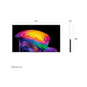 LG 77 inch LG OLED evo AI C6 4K Smart TV 2026, LG OLED evo AI C6 shown in front and side views highlights a 77-inch display with a 1711 mm-wide screen, an overall height of 982 mm, and an ultra-slim 47.1 mm depth without a stand., OLED77C66LA, thumbnail 3