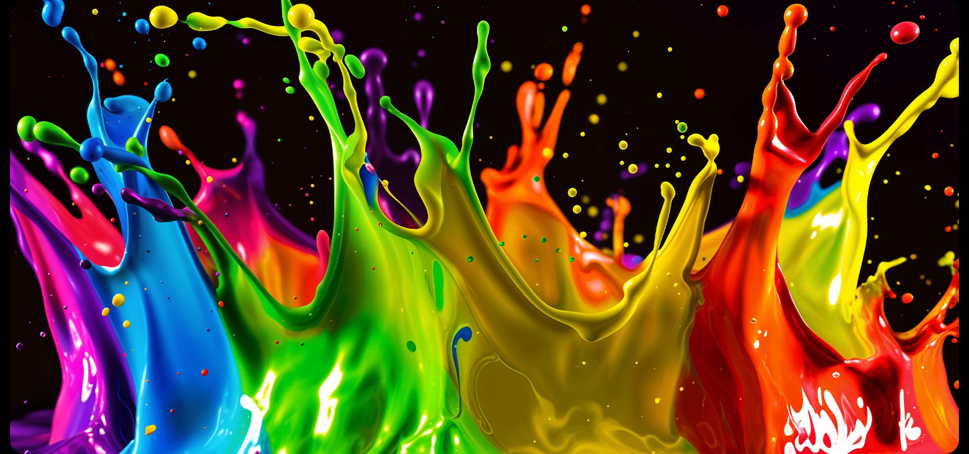 LG QNED evo AI Mini LED QNED82 with Dynamic QNED Color Pro fills the screen with vivid, fluid bursts of multicolored, paint-like motion, with fluid transitions and a wide color range exceeding that of typical quantum dot displays.