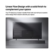 LG 85&nbsp;inch LG QNED AI Mini LED QNED70 4K Smart TV 2026, LG QNED AI QNED70 Mini LED is shown from the back, revealing a metallic rear panel with evenly spaced horizontal ridges that create a clean, structured look and emphasize the Linear Flow Design across, 85QNED70B6T, thumbnail 13