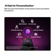 LG 85&nbsp;inch LG QNED AI Mini LED QNED70 4K Smart TV 2026, LG QNED AI QNED70 Mini LED features AI Hub for personalization, with an AI icon above a remote control surrounded by labels for Multi AI Search, AI Concierge, AI Voice ID with My Page, AI Chatbot, AI , 85QNED70B6T, thumbnail 10