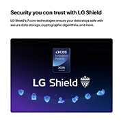 LG 85&nbsp;inch LG QNED AI Mini LED QNED70 4K Smart TV 2026, LG Shield, applied to LG QNED AI QNED70 Mini LED, is shown with an LG Shield logo at the center, security icons below, and a 2026 CES Innovation Awards Honoree badge above, representing data and syste, 85QNED70B6T, thumbnail 8