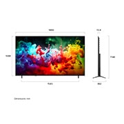 LG 85&nbsp;inch LG QNED AI Mini LED QNED70 4K Smart TV 2026, LG QNED AI QNED70 Mini LED shown in front and side views highlights an 85-inch display with a 1890 mm-wide screen, 1088 mm screen height, 1148 mm height with stand, a 72.4 mm profile depth, and a stan, 85QNED70B6T, thumbnail 2