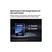 LG 75&nbsp;inch LG QNED AI Mini LED QNED70 4K Smart TV 2026, The 2026 CES Innovation Awards Honoree badge in the Artificial Intelligence category recognizes Multi-AI search with Google Gemini and Microsoft Copilot., 75QNED70B6T, thumbnail 9