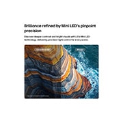 LG 75&nbsp;inch LG QNED AI Mini LED QNED70 4K Smart TV 2026, LG QNED AI QNED70 Mini LED highlights how its Mini LED reveals sharper rock textures and clearer ocean detail than conventional LED in a split coastal cliff scene, delivering deeper blacks and more re, 75QNED70B6T, thumbnail 5