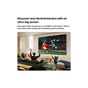 LG 75&nbsp;inch LG QNED AI Mini LED QNED70 4K Smart TV 2026, LG QNED AI QNED70 Mini LED Ultra Big TV is wall-mounted in a bright living room, showing an intense soccer moment with vivid colors and refined picture quality across a wide screen, as a family seated, 75QNED70B6T, thumbnail 3