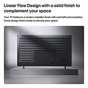 LG 75 inch LG NANO 4K UHD AI NU85 Smart TV 2026, LG NANO 4K UHD AI NU85 is shown from the back, revealing a metallic rear panel with evenly spaced horizontal ridges that create a clean, structured look and emphasize the Linear Flow Design across the, 75NU850B6LA, thumbnail 14