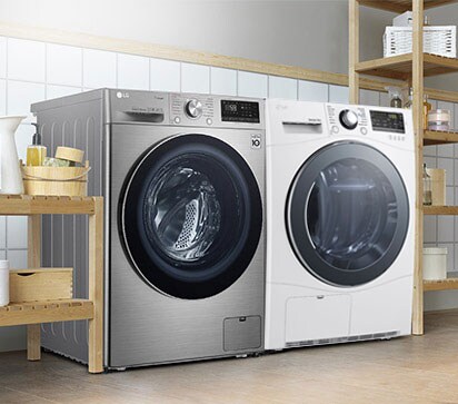 The Condensing Type Dryer is shown in a bathroom, with two side by side in a utility room, with two dryers stacked one on top of the other on a veranda, and with one in a living room closet.