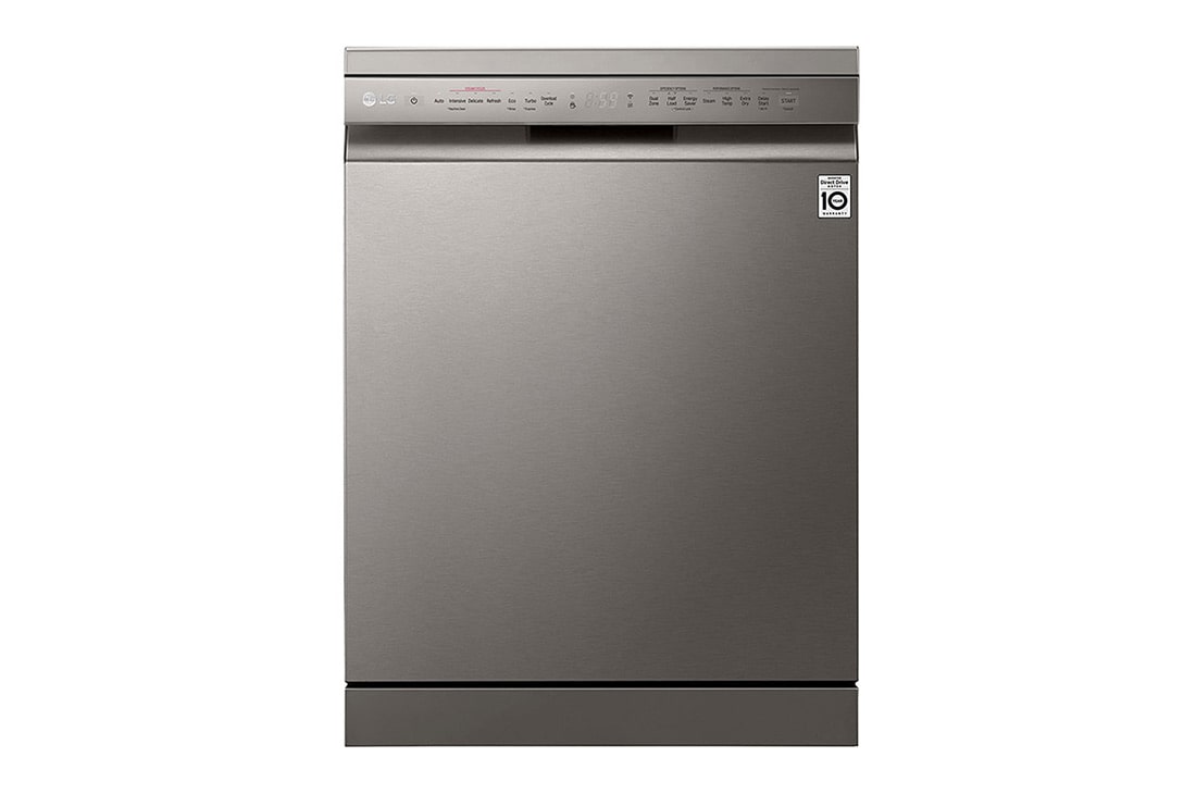 LG QuadWash™ Steam Dishwasher, 14 Place Settings, EasyRack™ Plus, Inverter Direct Drive, ThinQ, Platinum Silver color , DFB425FP